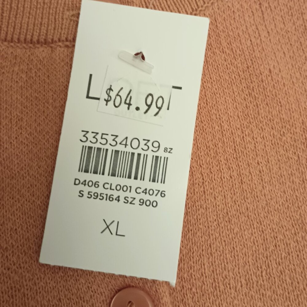 Loft Size XL Yellowish Orange Cardigan with Fall Leaves (NWT) - Picture 3 of 11